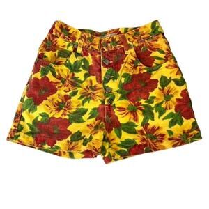 No Excuses Shorts Womens 26 High Waisted Floral Denim Button Fly Vintage 90s